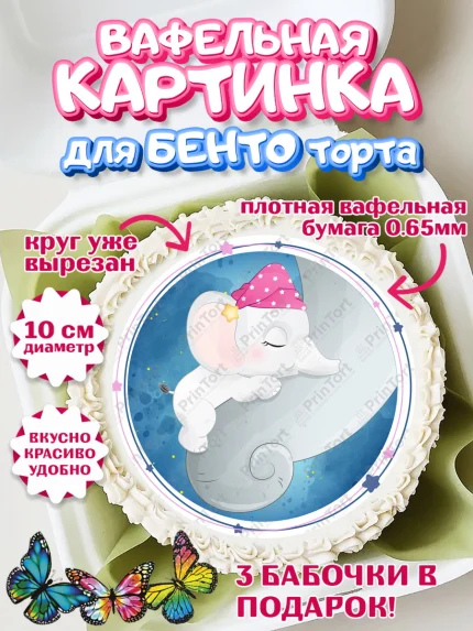 Вафельный круг для Бенто 10см, Полгода Малышу, Девочка, 6 месяцев, День рождения, арт. PT303776
