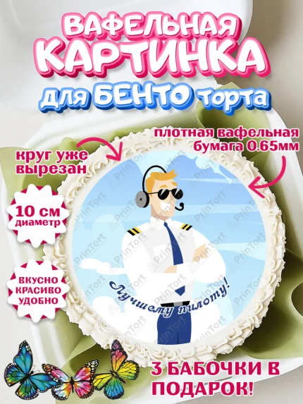 Вафельный круг для Бенто 10см, Авиация, Самолеты, Мальчик, День гражданской авиации, арт. PT304397