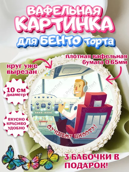 Вафельный круг для Бенто 10см, Авиация, Самолеты, Мальчик, День гражданской авиации, арт. PT304398