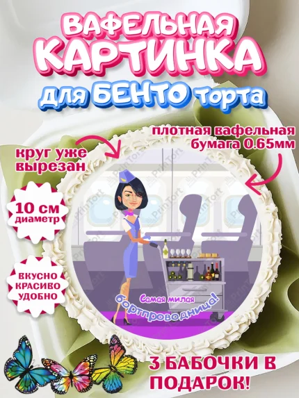 Вафельный круг для Бенто 10см, Авиация, Самолеты, Мальчик, День гражданской авиации, арт. PT304399