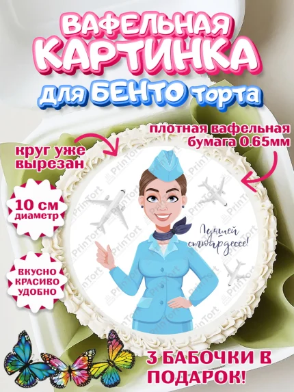 Вафельный круг для Бенто 10см, Авиация, Самолеты, Мальчик, День гражданской авиации, арт. PT304401