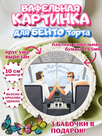 Вафельный круг для Бенто 10см, Авиация, Самолеты, Мальчик, День гражданской авиации, арт. PT304402
