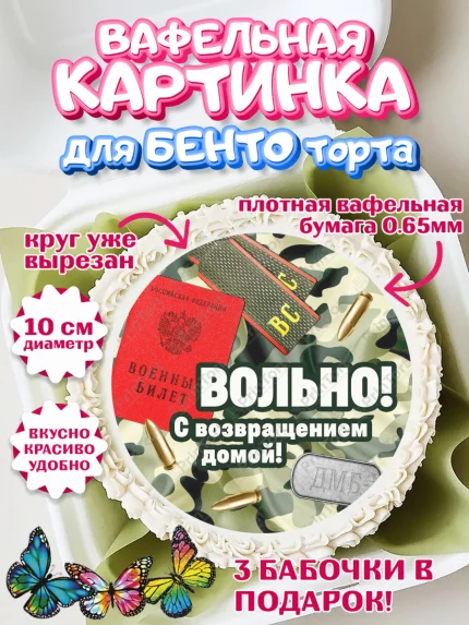 Вафельный круг для Бенто 10см, Дембель, ДМБ, Мальчик, Демобилизация, арт. PT305666