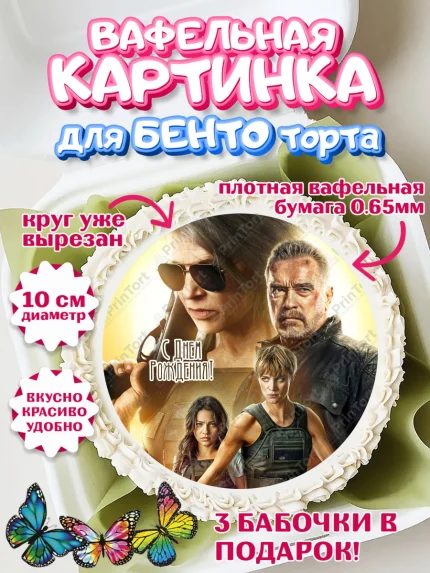 Вафельный круг для Бенто 10см, Терминатор, Девочка, День рождения, арт. PT305751