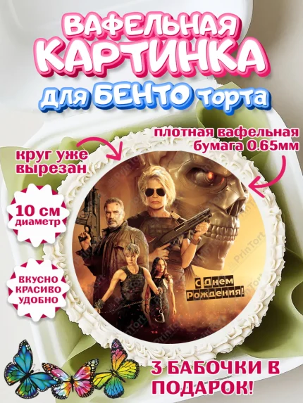 Вафельный круг для Бенто 10см, Терминатор, Девочка, День рождения, арт. PT305761