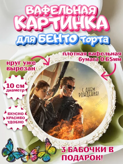 Вафельный круг для Бенто 10см, Терминатор, Девочка, День рождения, арт. PT305762