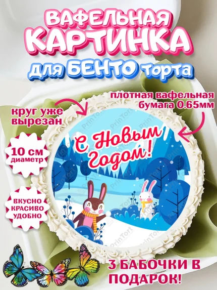 Вафельный круг для Бенто 10см, Новый год, Девочка, арт. PT305766