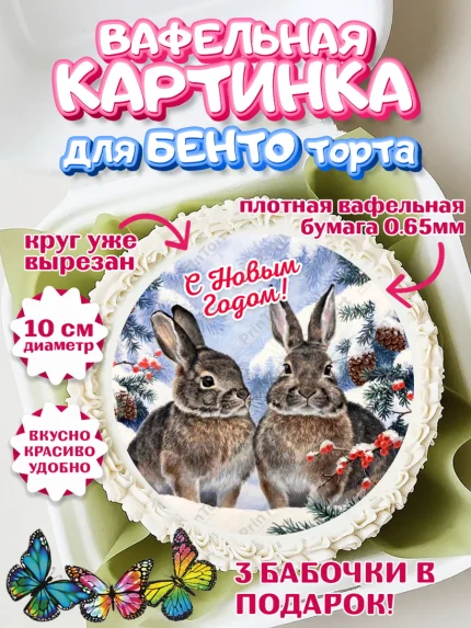Вафельный круг для Бенто 10см, Новый год, Девочка, арт. PT305768