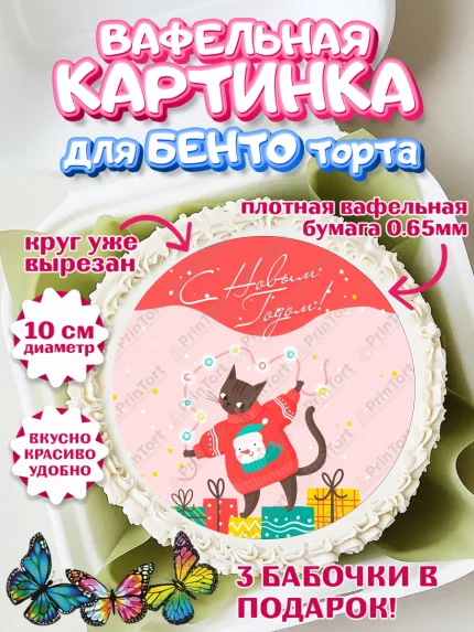 Вафельный круг для Бенто 10см, Новый год, Девочка, арт. PT305770