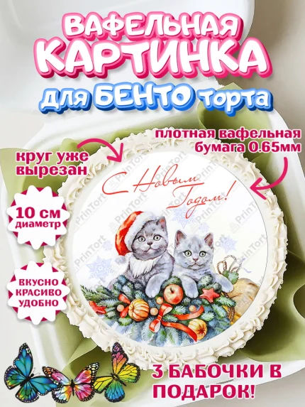 Вафельный круг для Бенто 10см, Новый год, Девочка, арт. PT305773
