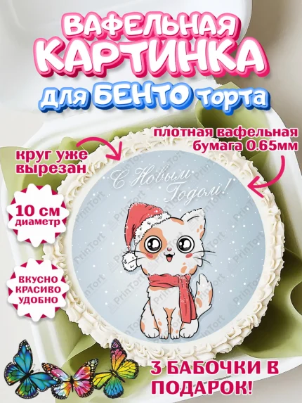 Вафельный круг для Бенто 10см, Новый год, Девочка, арт. PT305775