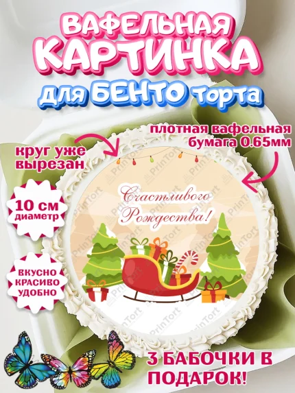 Вафельный круг для Бенто 10см, Новый год, Девочка, арт. PT305838