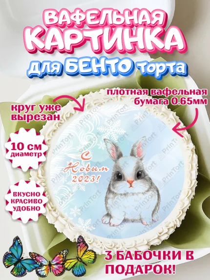 Вафельный круг для Бенто 10см, Новый год, Девочка, арт. PT305963