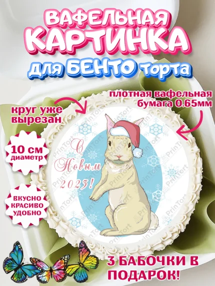 Вафельный круг для Бенто 10см, Новый год, Девочка, арт. PT305967
