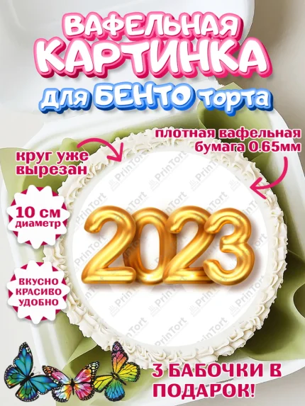 Вафельный круг для Бенто 10см, Новый год, Девочка, арт. PT305987