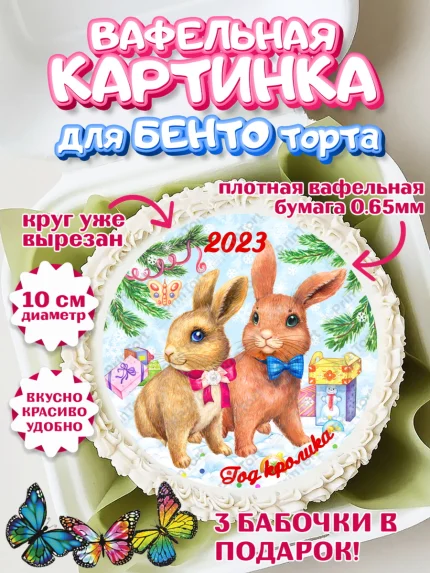Вафельный круг для Бенто 10см, Новый год, Девочка, арт. PT306451