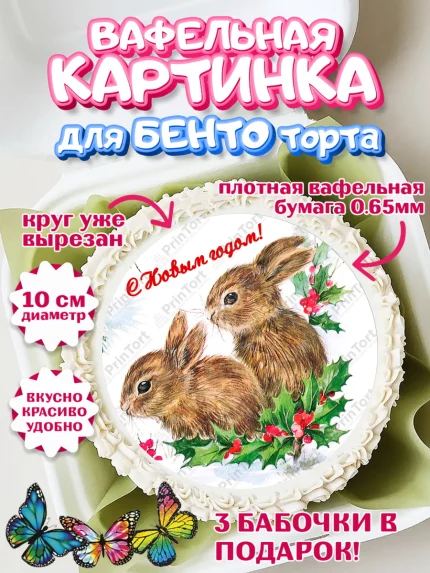 Вафельный круг для Бенто 10см, Новый год, Девочка, арт. PT306452