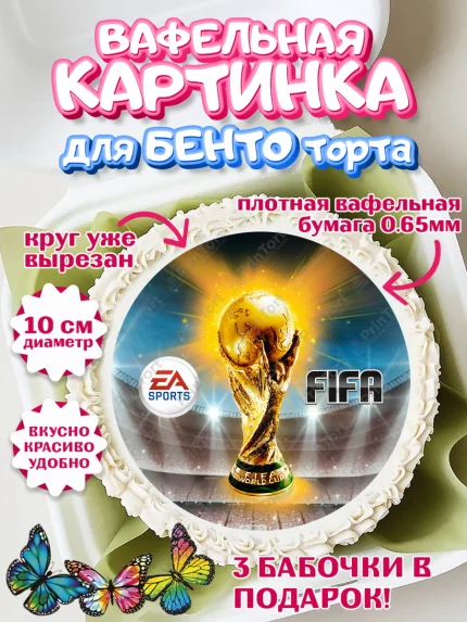Вафельный круг для Бенто 10см, Футбол FIFA, ФИФА, Мальчик, День рождения, арт. PT306513