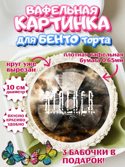 Вафельный круг для Бенто 10см, Сталкер, Stalker, Мальчик, День рождения, арт. PT306714