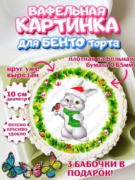 Вафельный круг для Бенто 10см, Новый год, Девочка, арт. PT306875