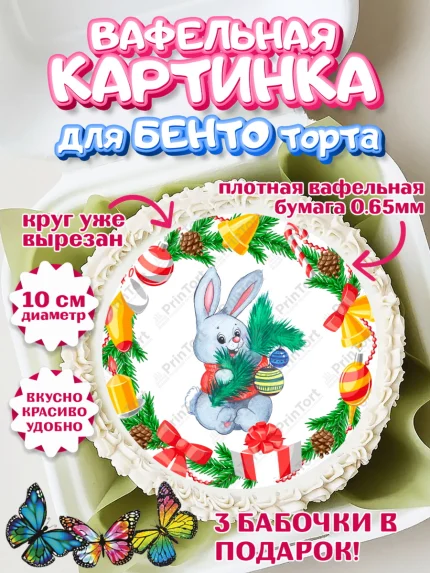 Вафельный круг для Бенто 10см, Новый год, Девочка, арт. PT306877