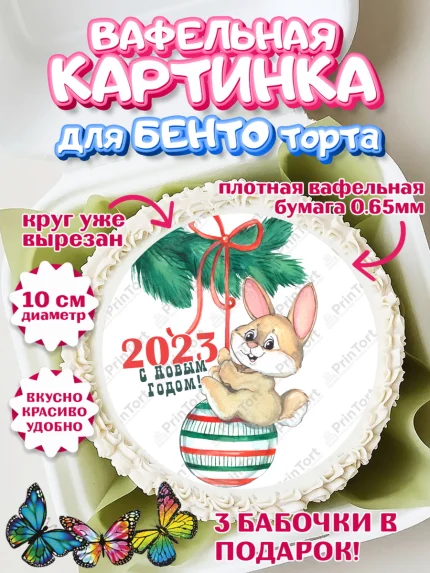 Вафельный круг для Бенто 10см, Новый год, Девочка, арт. PT306922