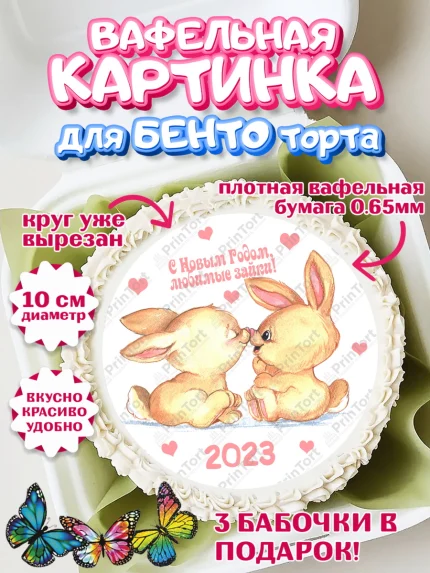 Вафельный круг для Бенто 10см, Новый год, Девочка, арт. PT306925