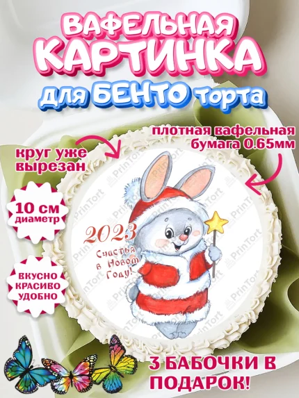 Вафельный круг для Бенто 10см, Новый год, Девочка, арт. PT306926