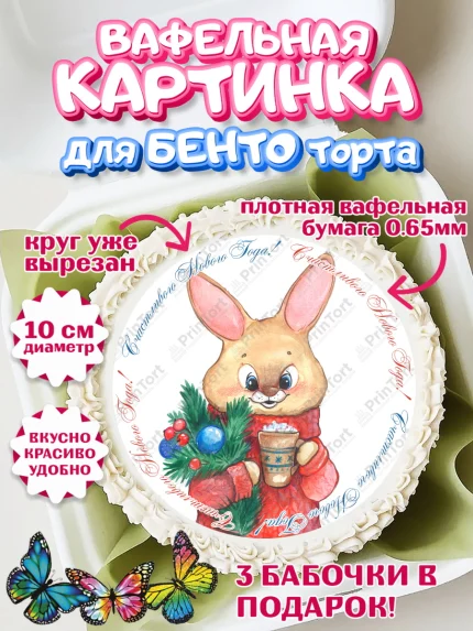 Вафельный круг для Бенто 10см, Новый год, Девочка, арт. PT306928