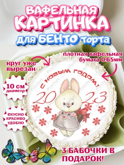 Вафельный круг для Бенто 10см, Новый год, Девочка, арт. PT306930