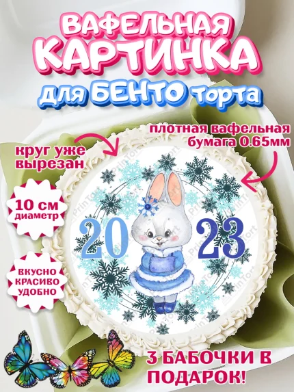Вафельный круг для Бенто 10см, Новый год, Девочка, арт. PT306931