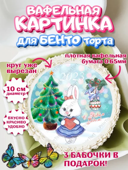 Вафельный круг для Бенто 10см, Новый год, Девочка, арт. PT306933