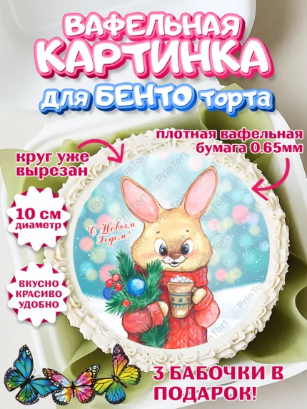 Вафельный круг для Бенто 10см, Новый год, Девочка, арт. PT306934