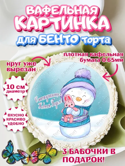 Вафельный круг для Бенто 10см, Новый год, Девочка, арт. PT306935