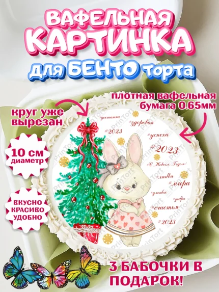 Вафельный круг для Бенто 10см, Новый год, Девочка, арт. PT306936