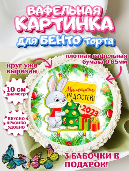 Вафельный круг для Бенто 10см, Новый год, Девочка, арт. PT307028