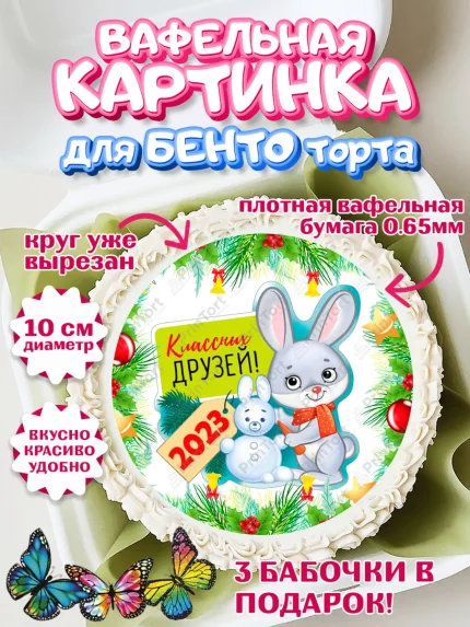 Вафельный круг для Бенто 10см, Новый год, Девочка, арт. PT307029