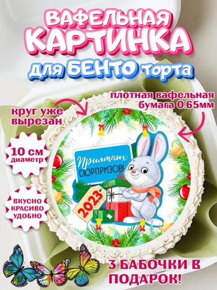 Вафельный круг для Бенто 10см, Новый год, Девочка, арт. PT307030
