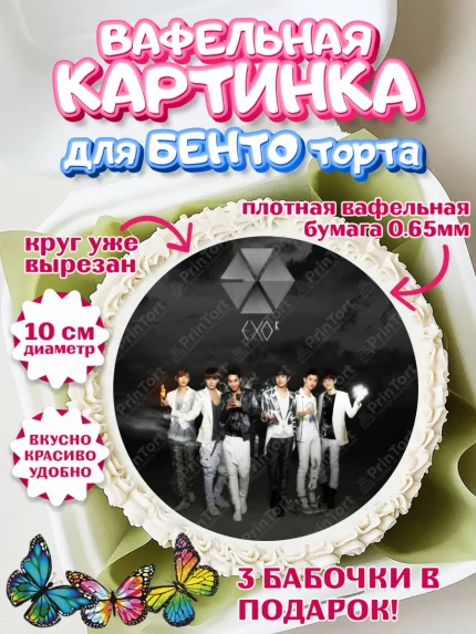 Вафельный круг для Бенто 10см, EXO, Девочка, День рождения, арт. PT307077