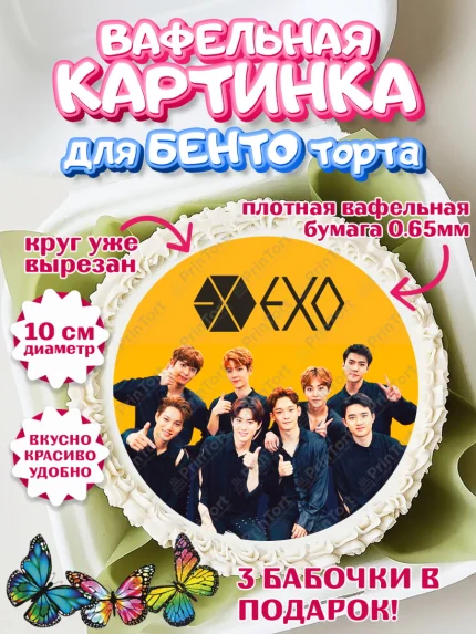 Вафельный круг для Бенто 10см, EXO, Девочка, День рождения, арт. PT307082