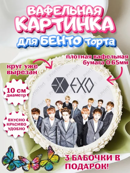 Вафельный круг для Бенто 10см, EXO, Девочка, День рождения, арт. PT307091