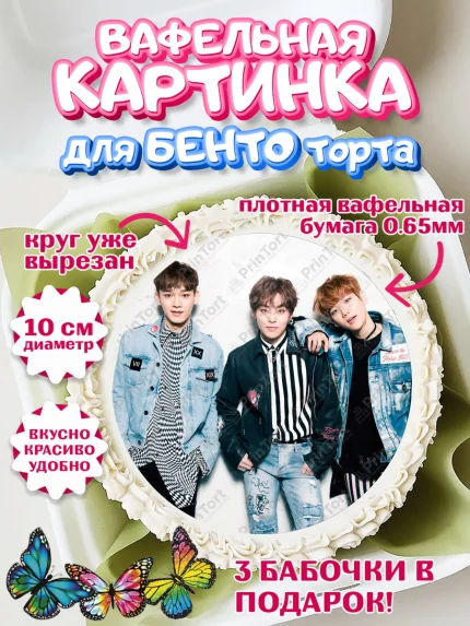 Вафельный круг для Бенто 10см, EXO, Девочка, День рождения, арт. PT307092