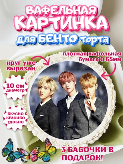 Вафельный круг для Бенто 10см, EXO, Девочка, День рождения, арт. PT307093