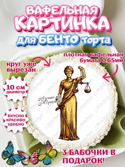 Вафельный круг для Бенто 10см, День Юриста, Юриспруденция Адвокат, Мальчик, арт. PT307170