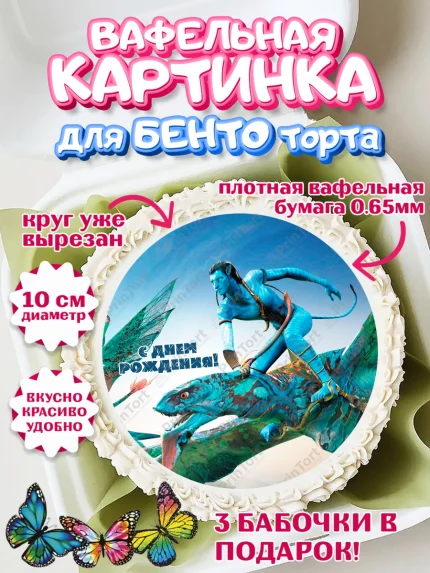 Вафельный круг для Бенто 10см, Аватар, Avatar, Девочка, День рождения, арт. PT307375