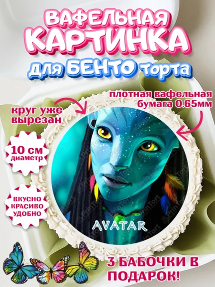 Вафельный круг для Бенто 10см, Аватар, Avatar, Девочка, День рождения, арт. PT307379