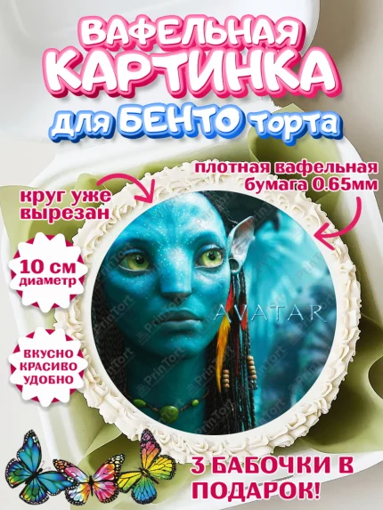 Вафельный круг для Бенто 10см, Аватар, Avatar, Девочка, День рождения, арт. PT307381