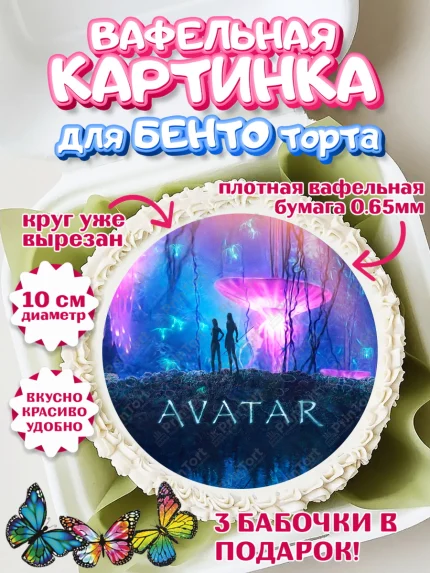 Вафельный круг для Бенто 10см, Аватар, Avatar, Девочка, День рождения, арт. PT307382