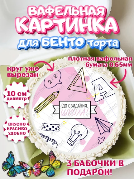 Вафельный круг для Бенто 10см, Выпускной в школе, Девочка, арт. PT308595