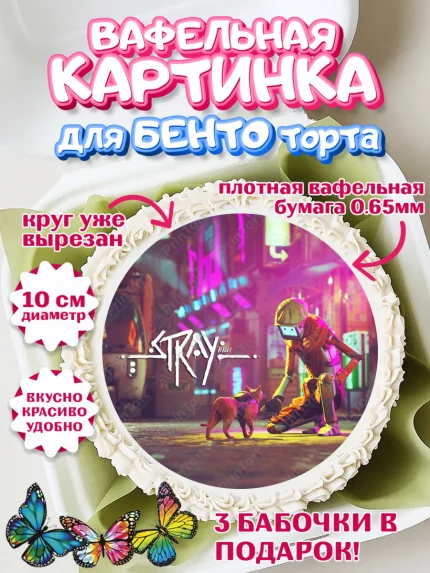 Вафельный круг для Бенто 10см, Стрэй, Stray, Мальчик, День рождения, арт. PT309025